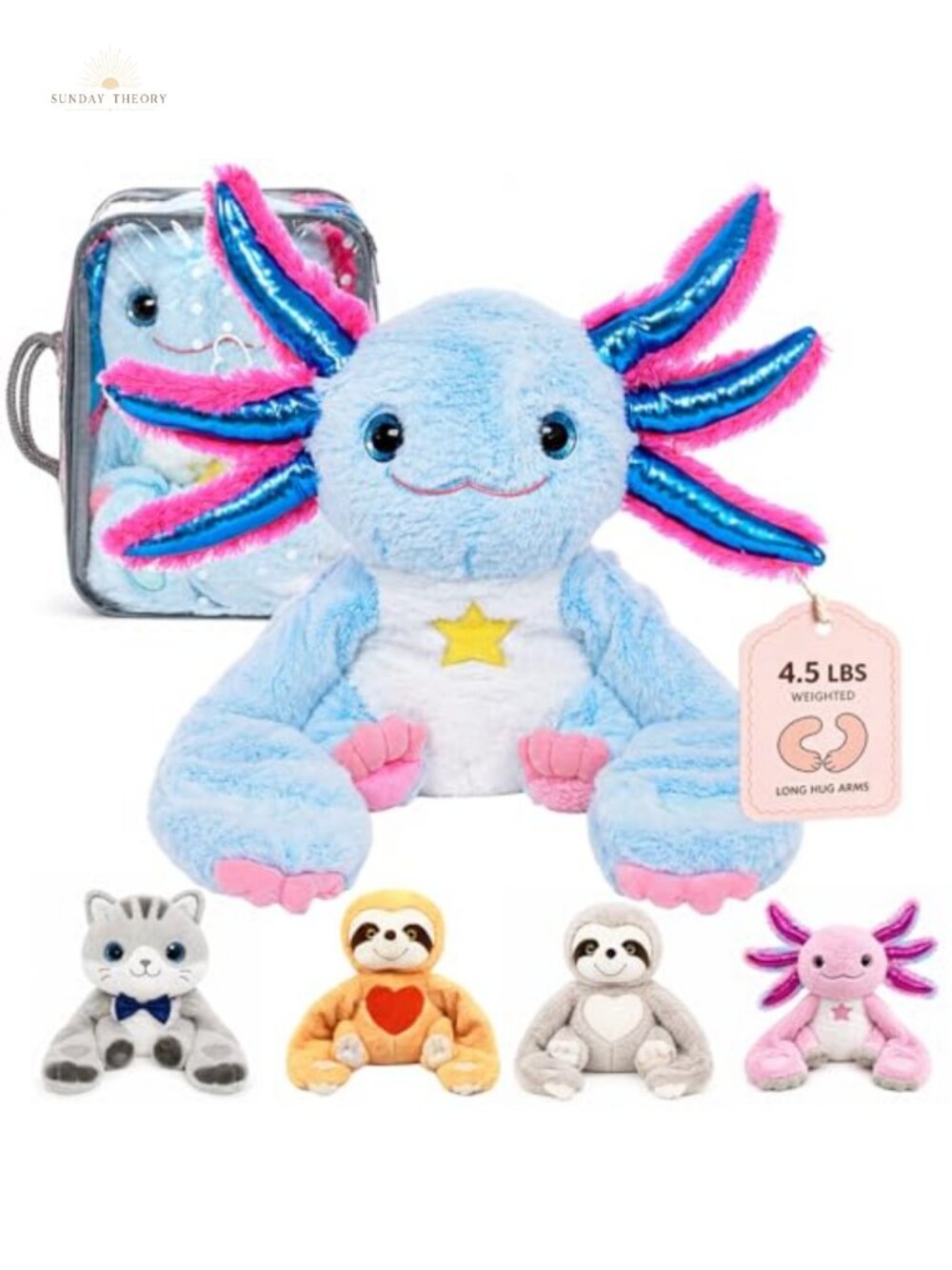 Weighted Axolotl Stuffed Animal Plush Sensory Toy 4.5 lbs